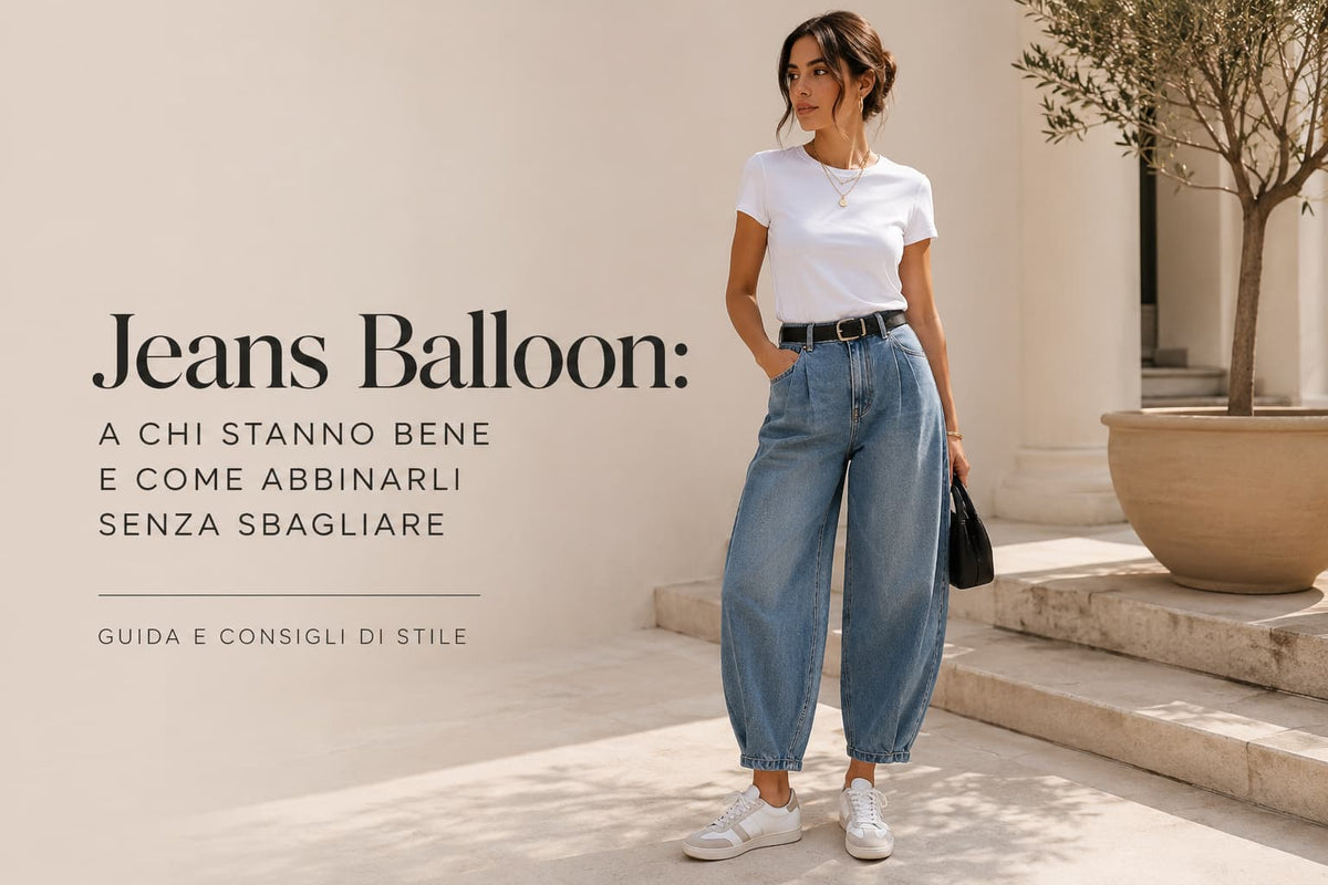 Donna con jeans Balloon abbinati in modo casual chic