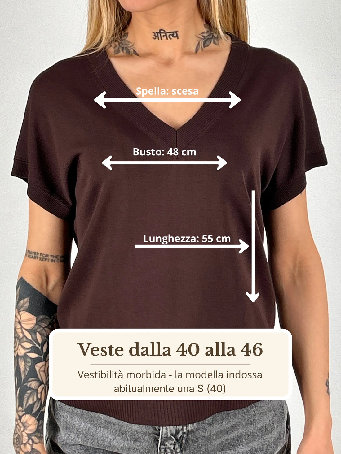 Guida misure Maglia Scollo a V viscosa
