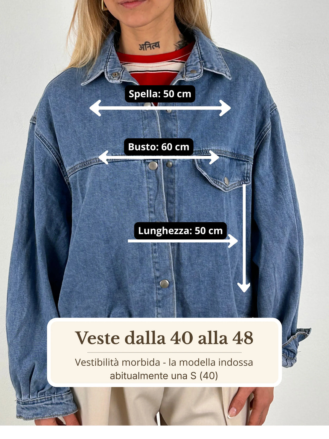 Guida misure Giubbino Denim Over