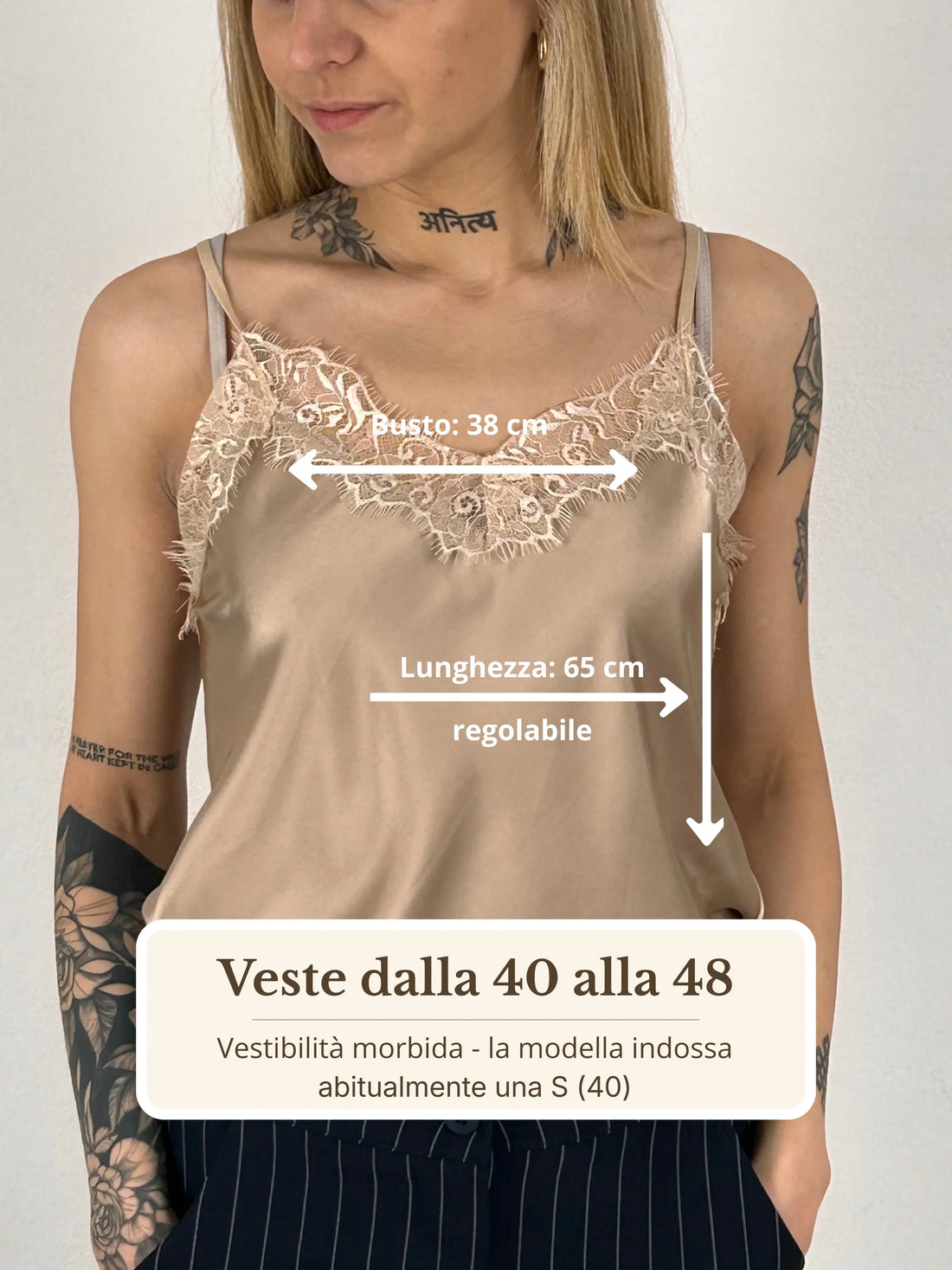 Guida misure Top Satin Pizzo