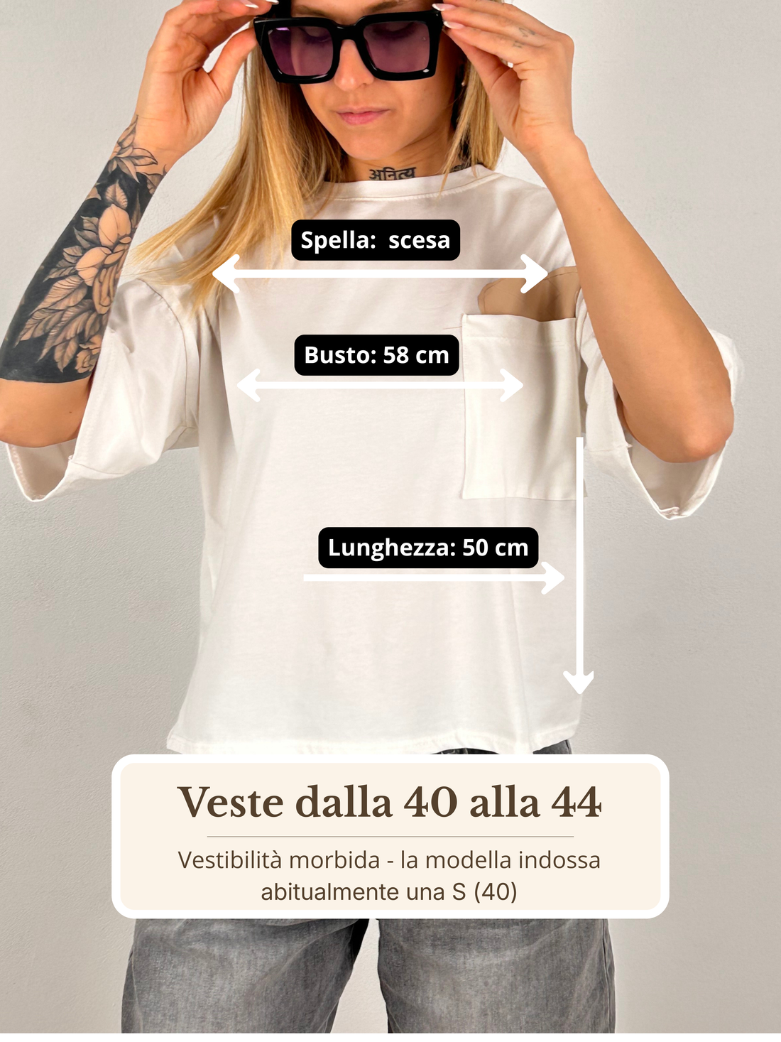 Guida misure T-shirt taschina