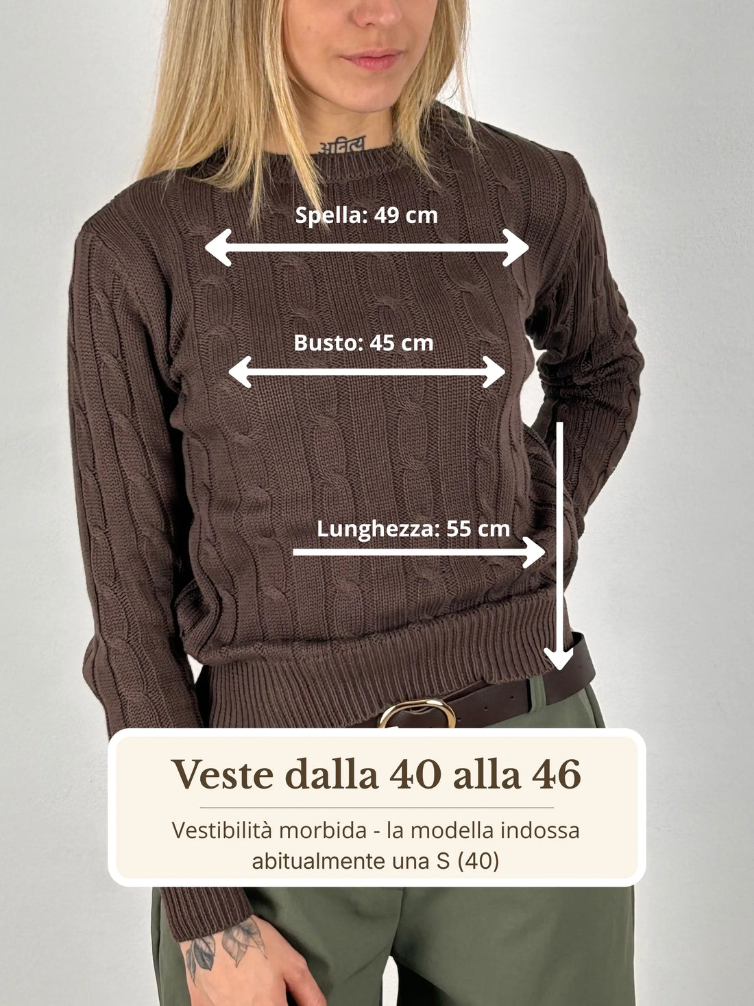Guida misure Maglia Treccia