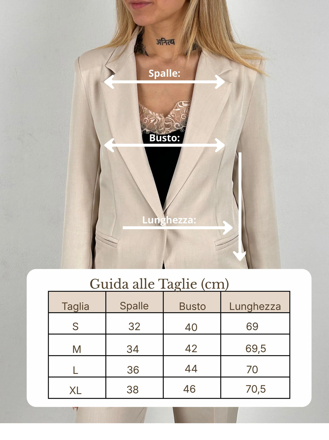Guida misure Blazer Elegante