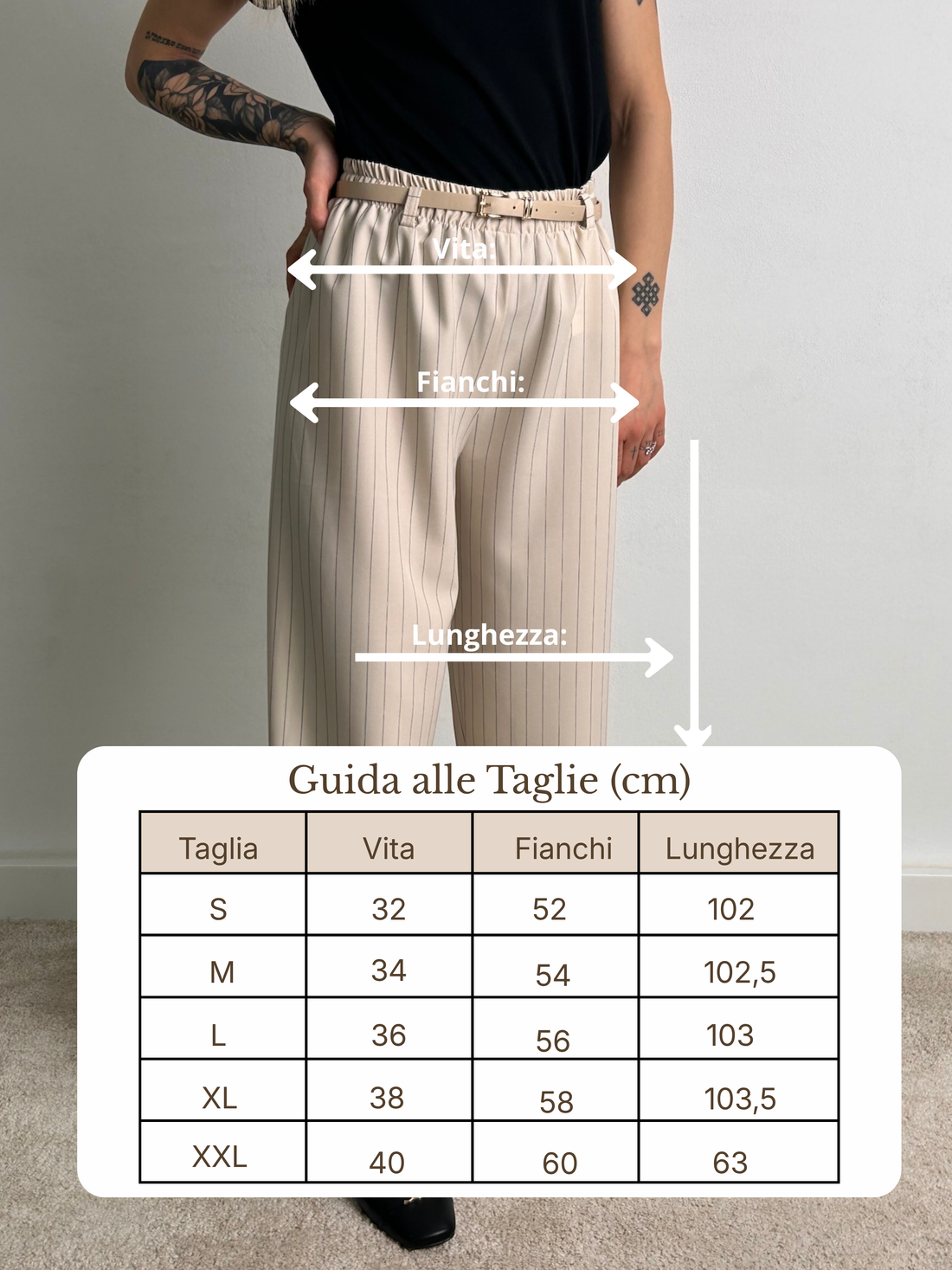 Guida misure Pantalone Gessato