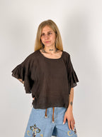 Blusa leggera marrone - vista frontale