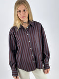 Camicia Stripe marrone a righe vista frontale