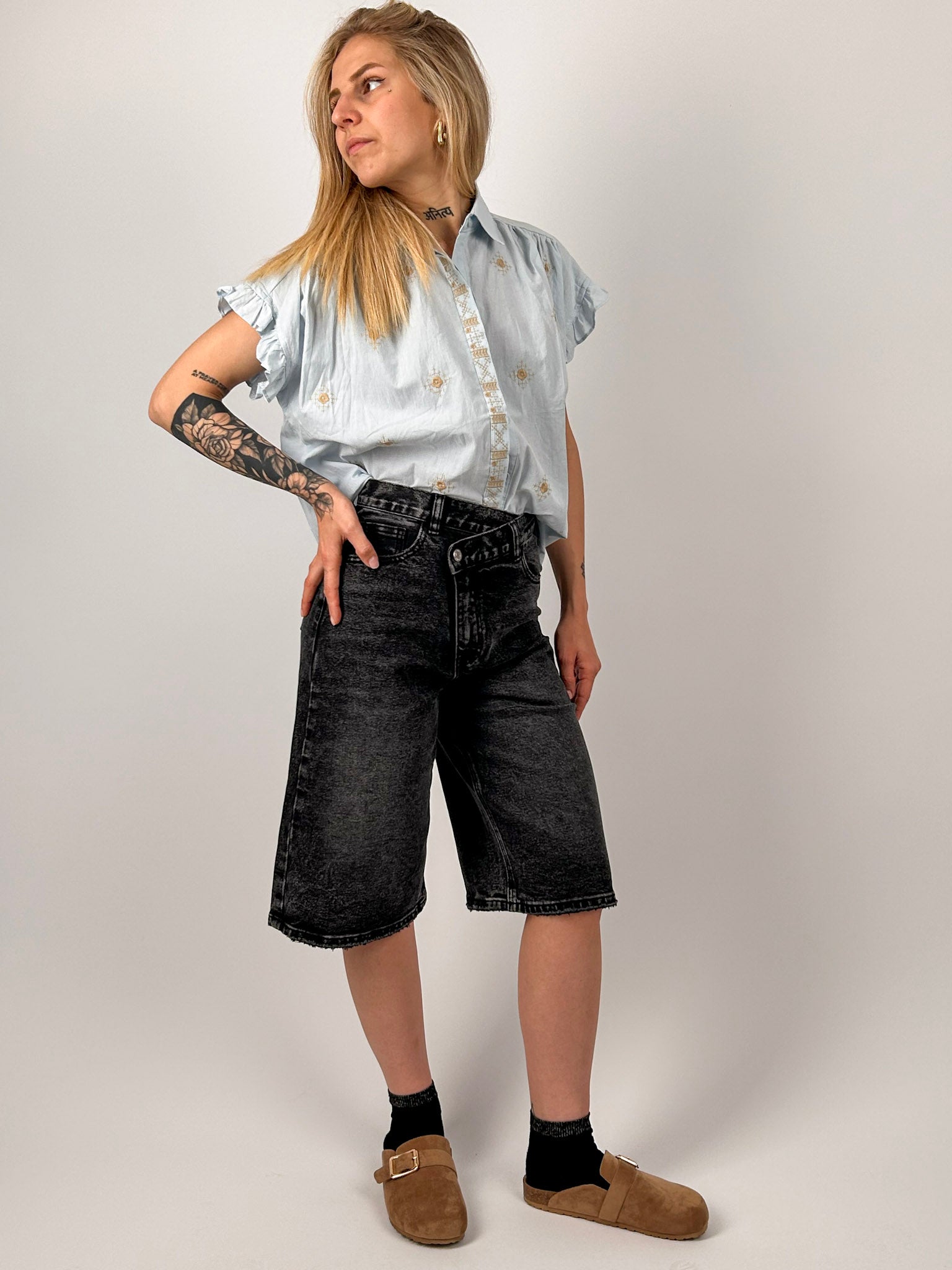 Bermuda Jeans Noir