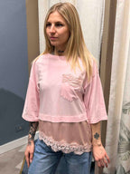 T-shirt donna con pizzo elegante vista  frontale