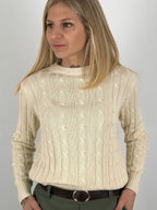 Maglione treccia donna vista frontale