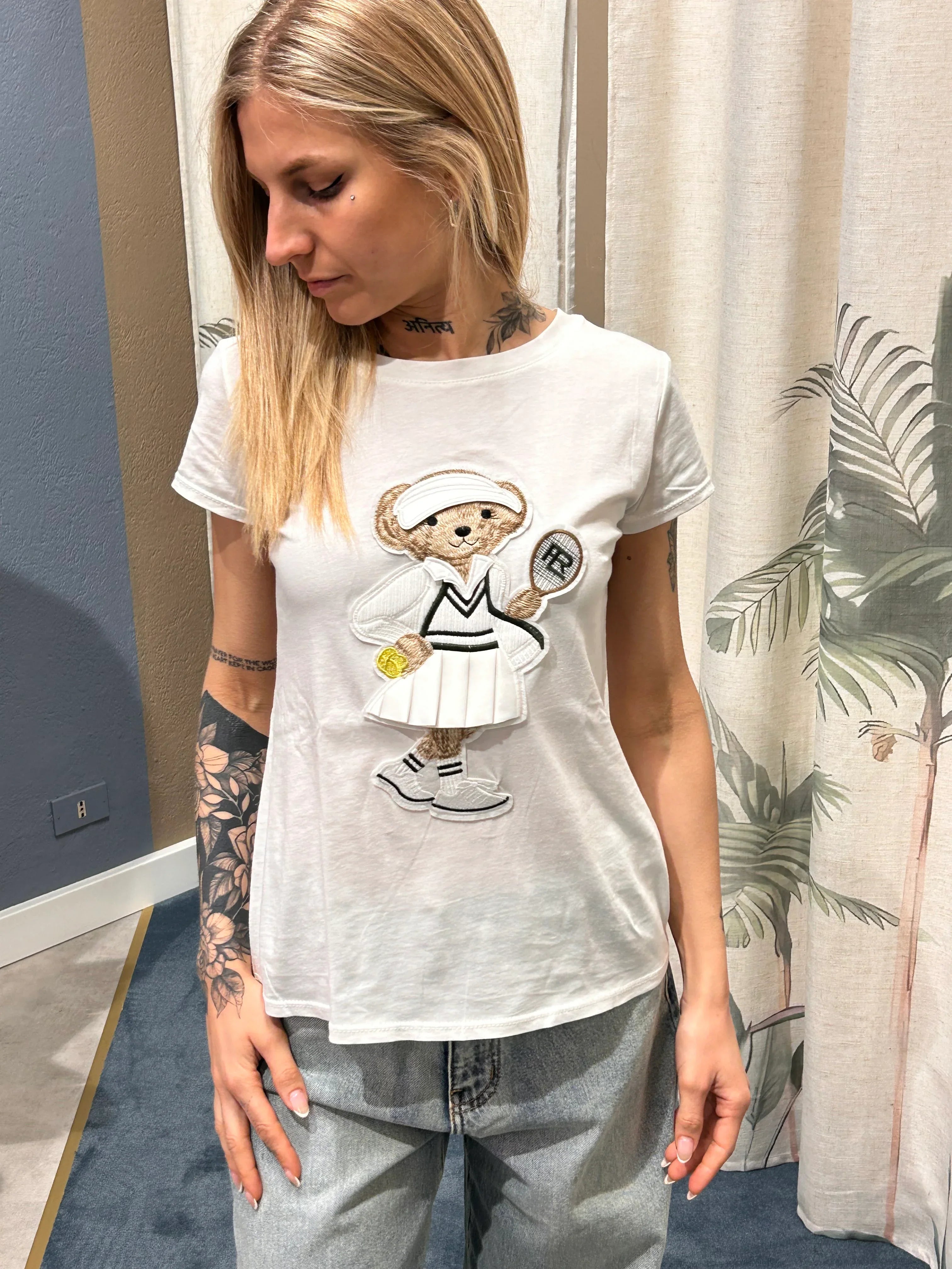 t-shirt donna stampa orsetta tennista frontale