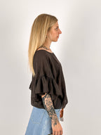 Blusa leggera marrone - vista laterale