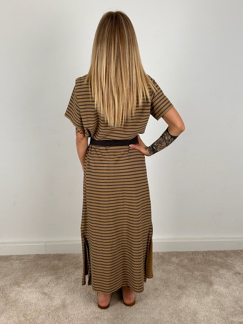 abito lungo righe donna retro
