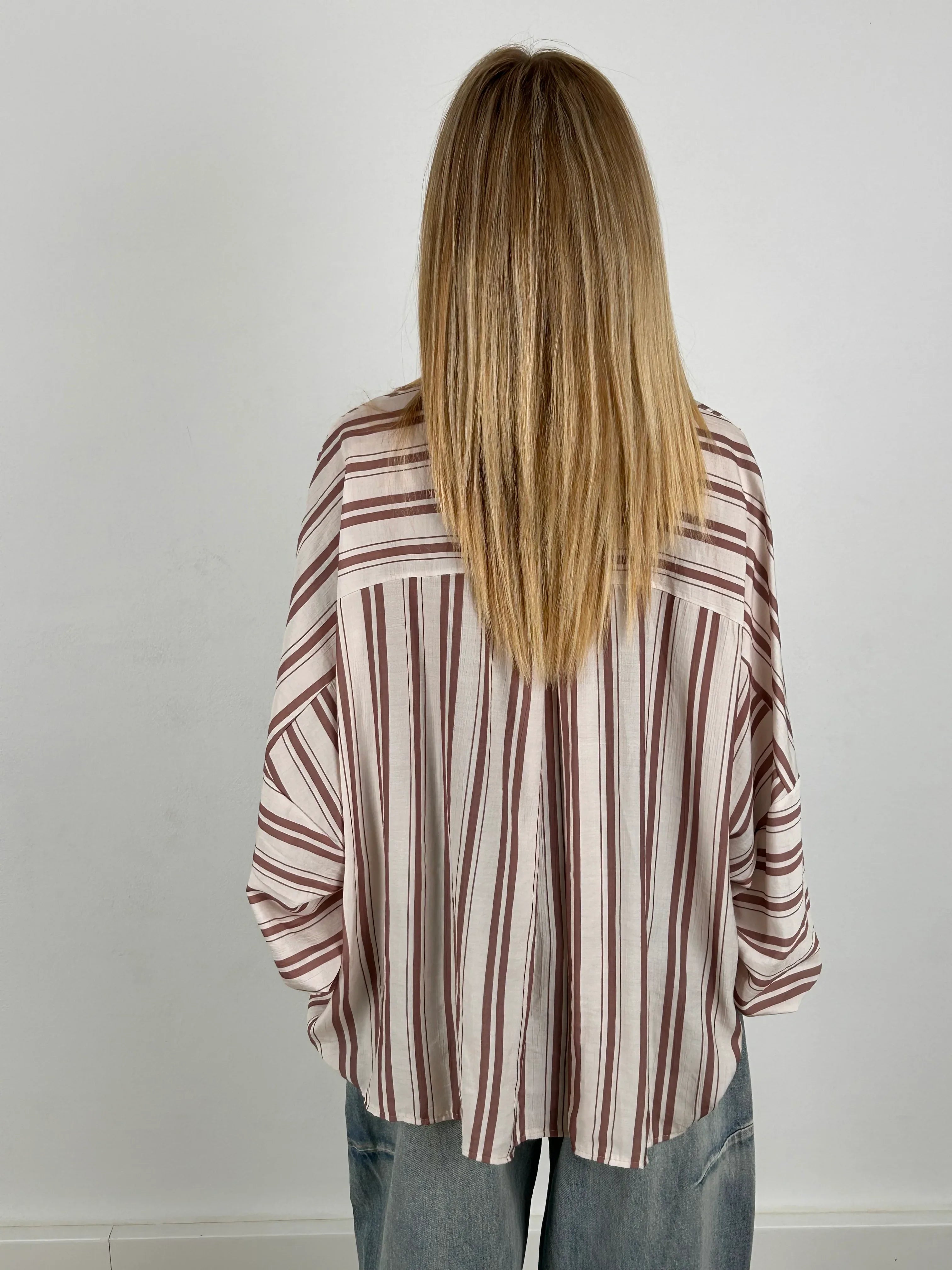 camicia over rigata donna vista retro