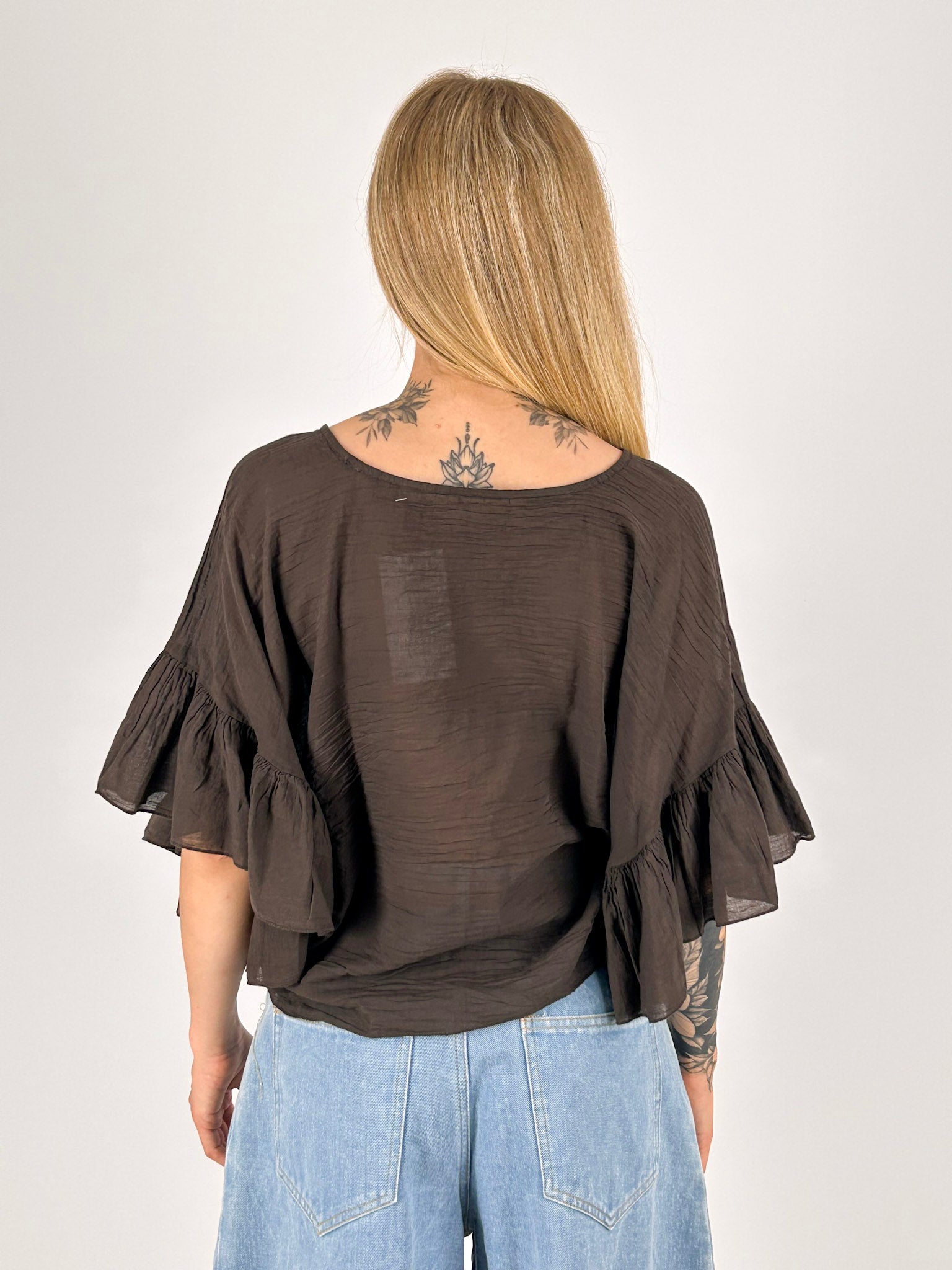 Blusa leggera marrone - vista retrro