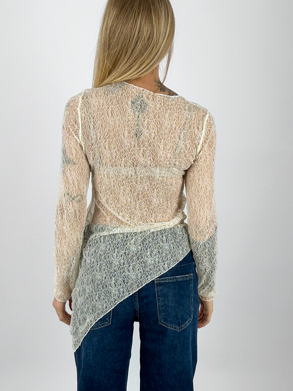 Maglia Asimmetrica panna vista posteriore