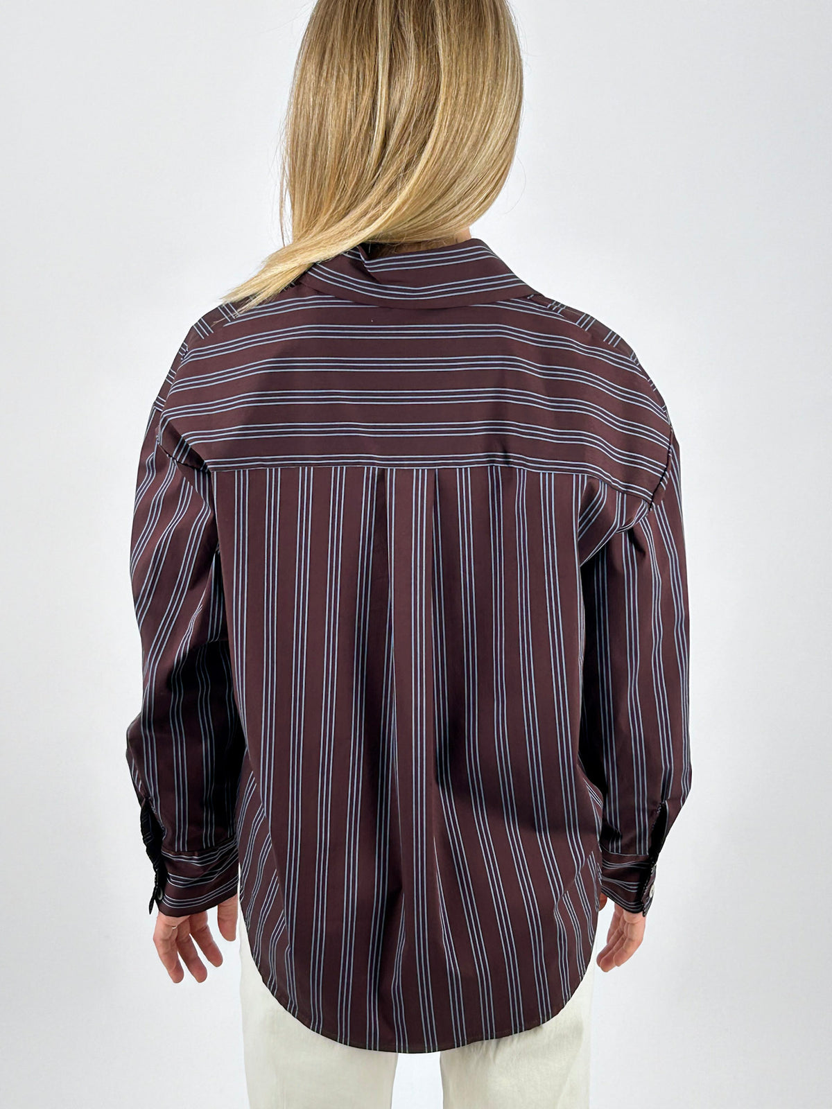 Camicia Stripe marrone a righe vista posteriore