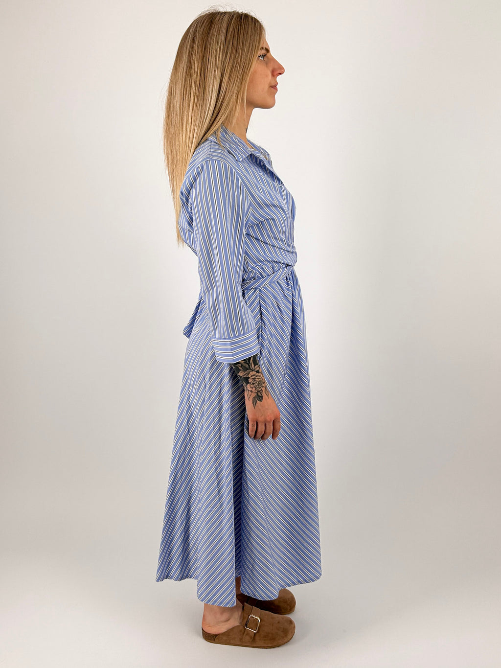 abito n cotone chemisier donna. vista frontale. vista laterale