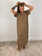 abito lungo righe donna outfit