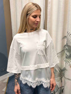 T-shirt donna con pizzo elegante vista  frontale