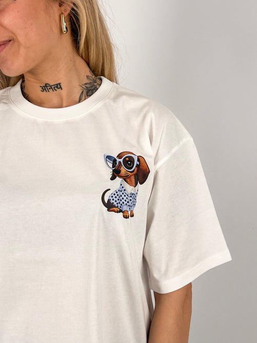 T-shirt over da donna morbida a manica corta - dettaglio tessuto