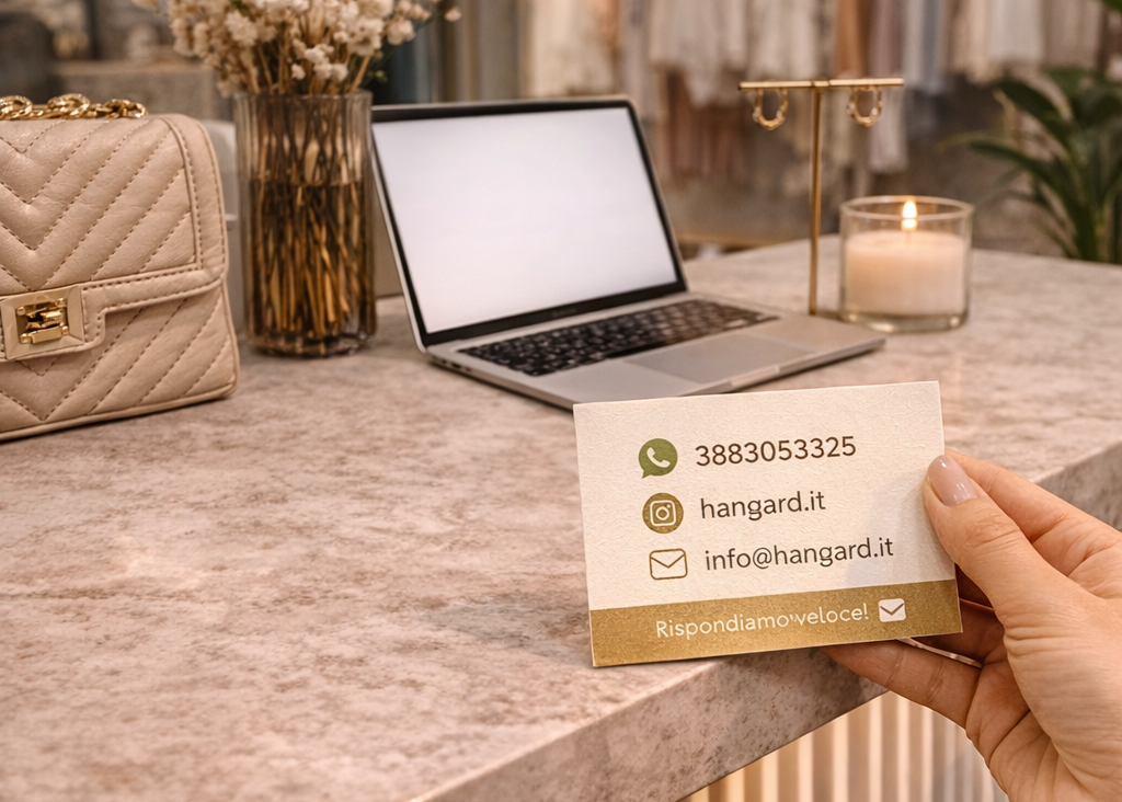 Biglietto da visita con contrasto del negozio hangard 