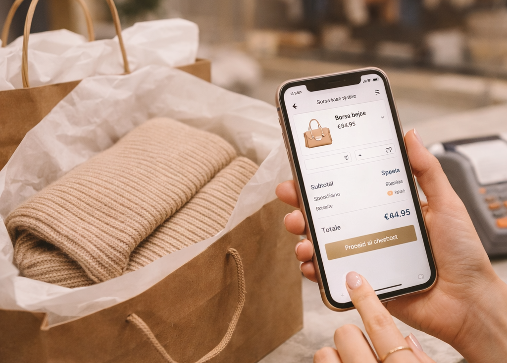 Cellulare che mostra come acquista sullo shop online Hangard