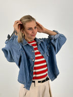 Giubbino denim donna over vista frontale