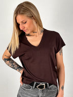 t shirt donna scollo v vista frontale