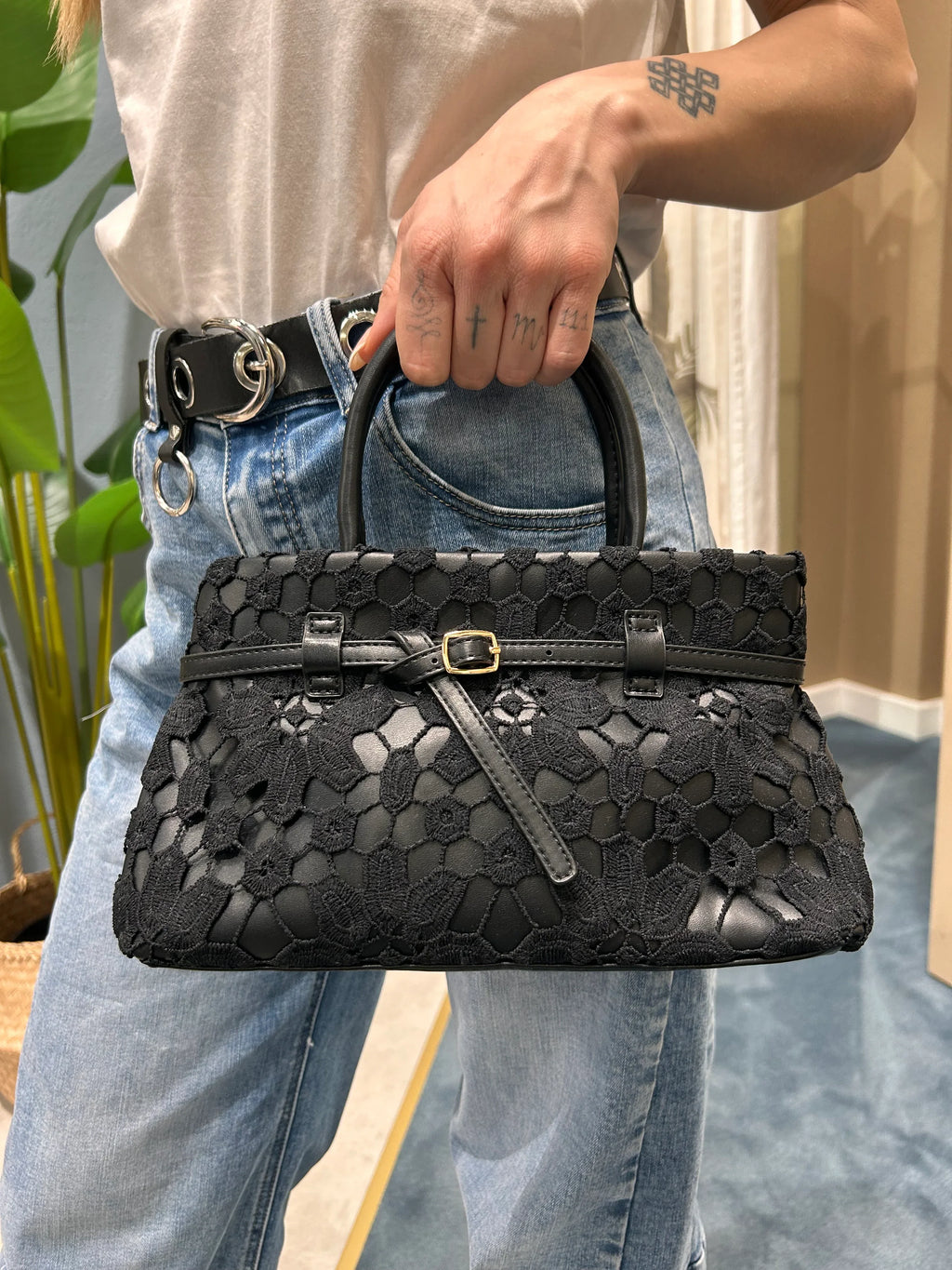 Borsa in pizzo – borsa donna con dettaglio pizzo elegante, stile romantico chic

