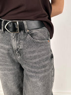 Jeans ballon grigio donna dettaglio