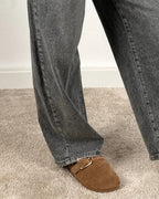 Jeans ballon grigio donna vista dettaglio 