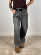 Jeans ballon grigio donna vista front