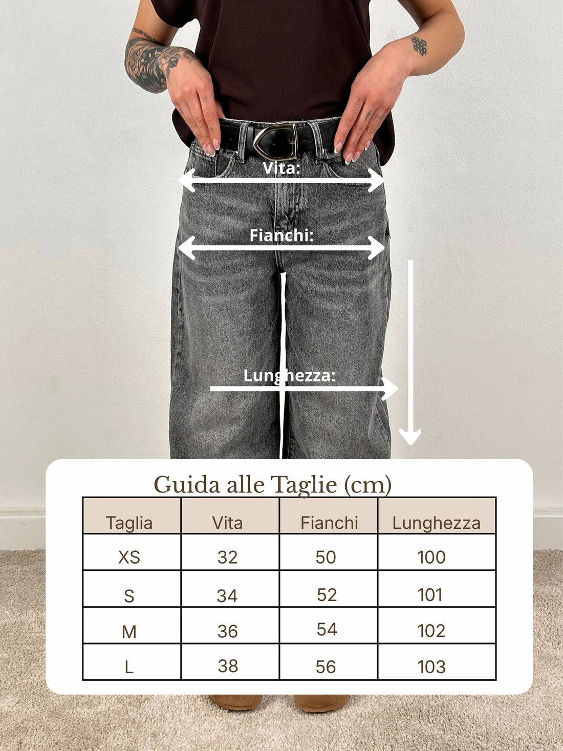 Guida misure Jeans Balloon Grigio