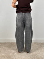 Jeans ballon grigio donna vista retro