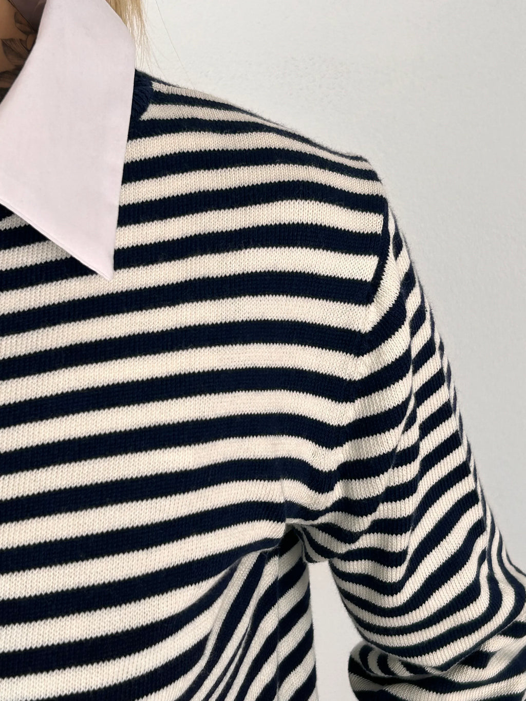 Maglione cotone a righe donna vista dettaglio