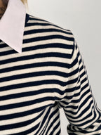 Maglione cotone a righe donna vista dettaglio