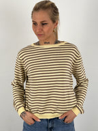 Maglione cotone a righe giallo donna vista frontale