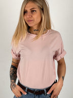 T-shirt cotone leggera rosa vista frontale