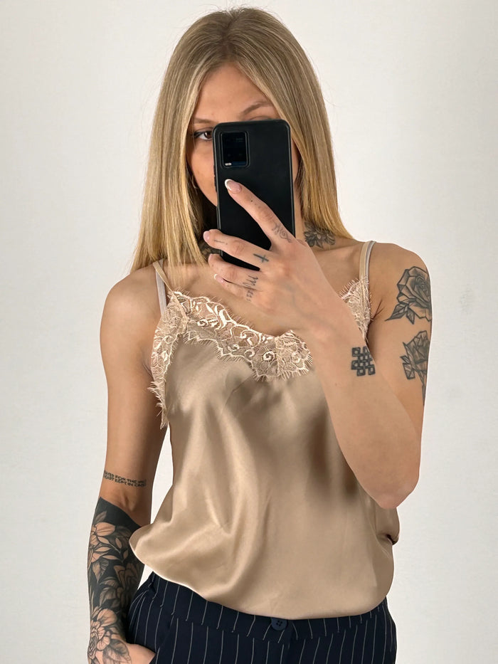 Top Satin Pizzo