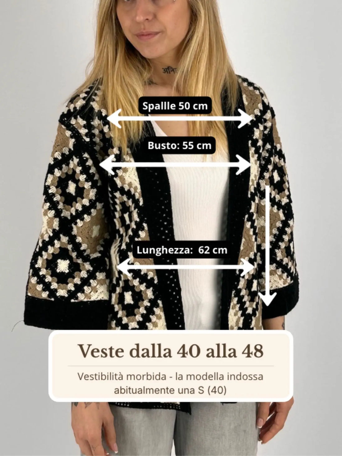 Guida misure Cardigan Marrakech Crochet