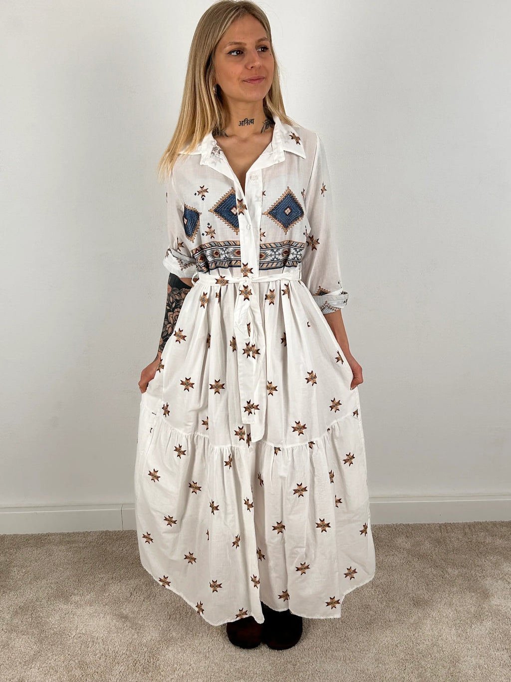 Abito chemisier ricamo donna vista front