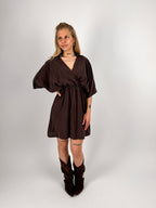 Abito Verona corto da donna in viscosa con scollo incrociato ed elastico in vita - outfit completo