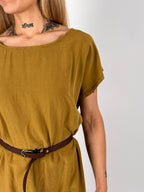 Abito corto elegante donna senape - vista dettaglio