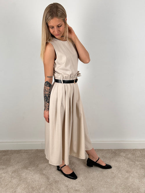 Abito donna plisse midi vista frontale