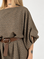 Abito Trama beige - dettaglio pied-de-poule e manica