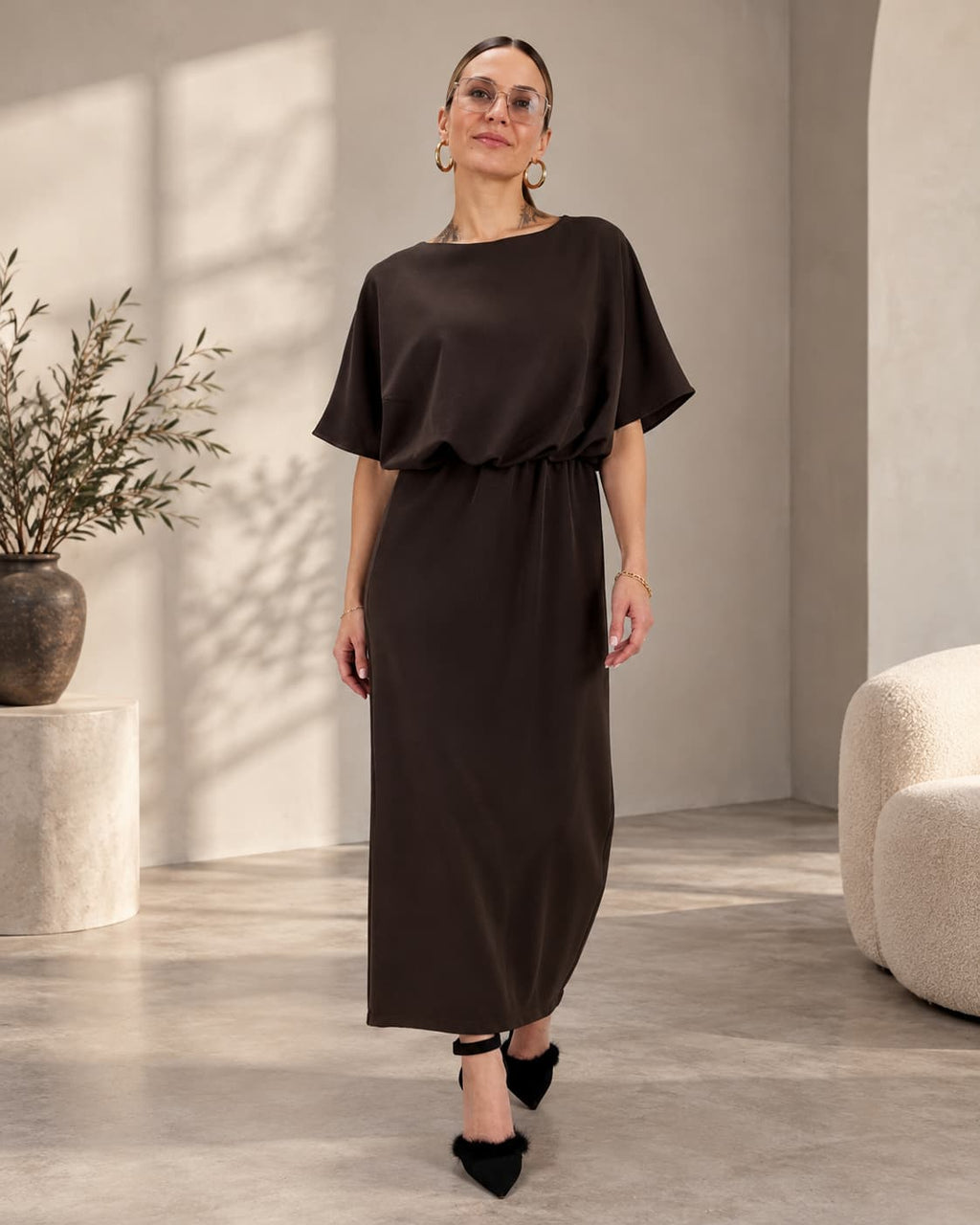 Abito Vienna marrone - look completo