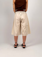 Bermuda donna ampio panna con cintura coordinata - vista retro