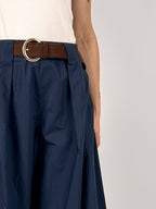 Bermuda donna ampio blu con cintura coordinata - vista dettaglio