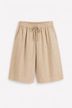 Bermuda donna beige con vita elasticizzata regolabile - immagine gost