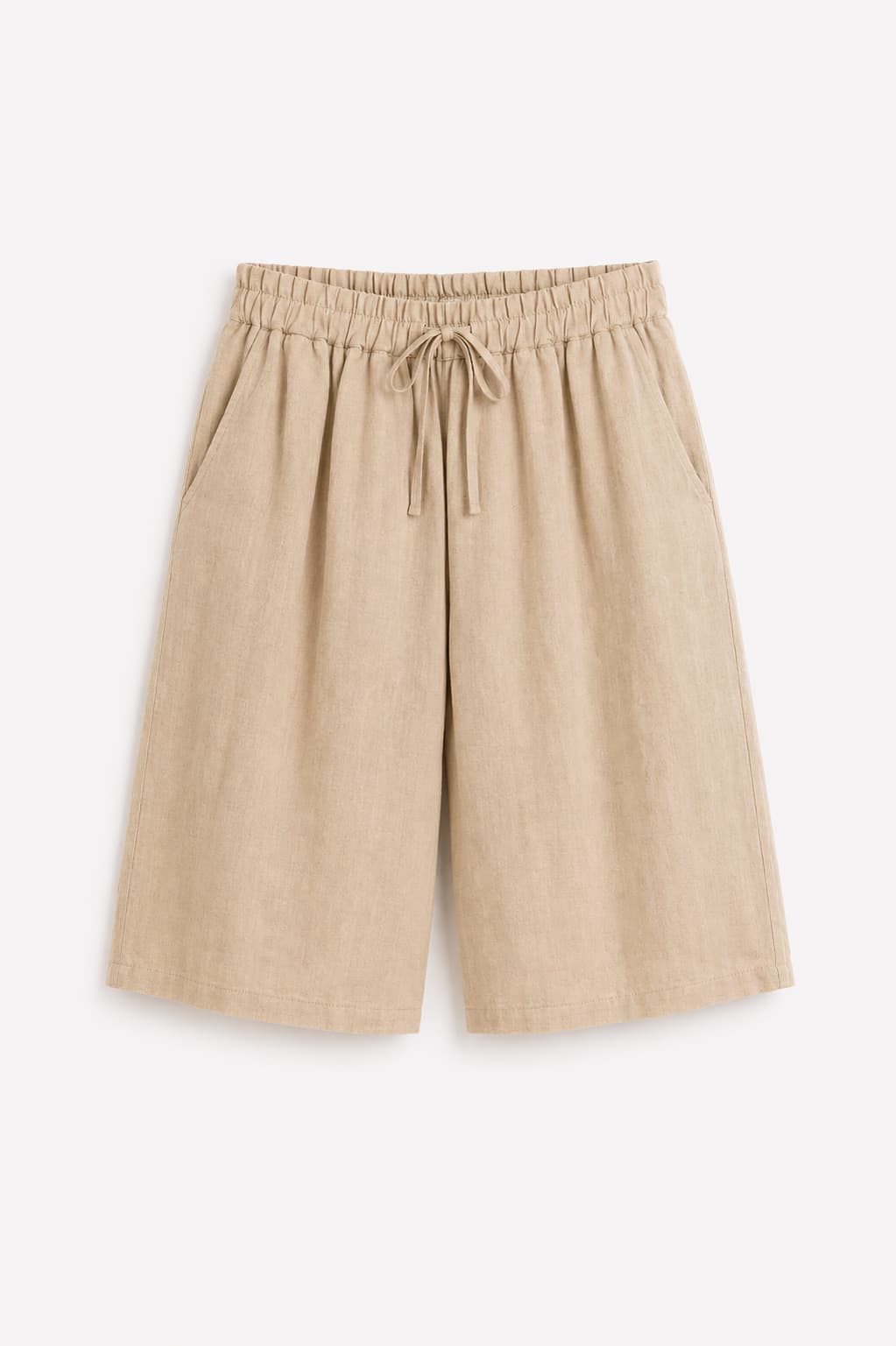 Bermuda donna beige con vita elasticizzata regolabile - immagine gost